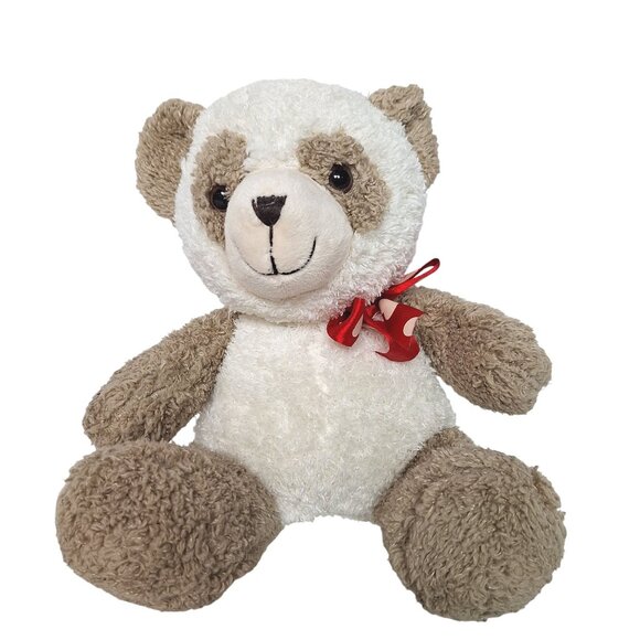 Dan Dee Valentine’s Day Panda Bear Plush Brown White Red Bow Stuffed Animal 10” - Picture 1 of 7